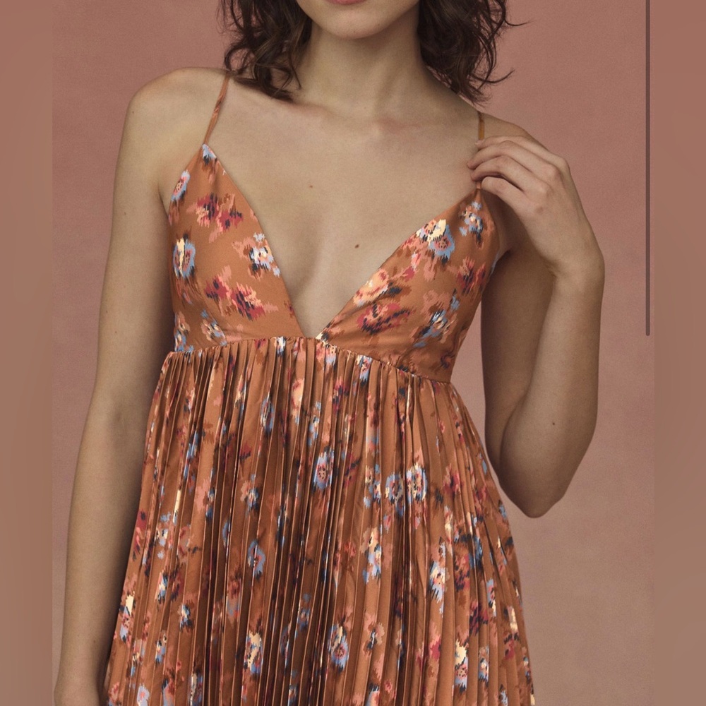 BHLDN Maya Pleated V-Neck Midi Dress
